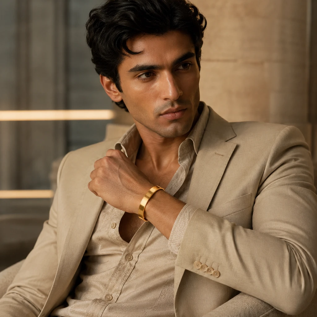 Auric Edge Minimalist Gold Kada - Image 2