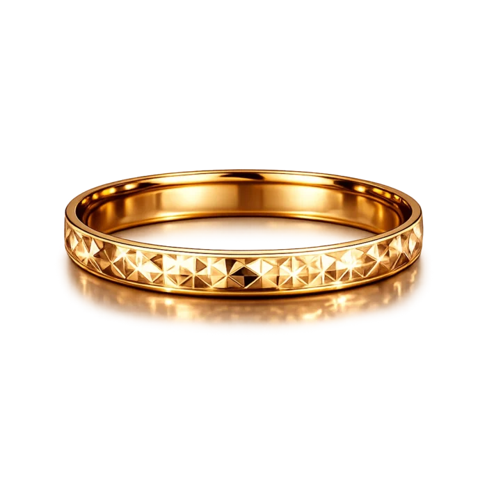 Radiant Crown Diamond-Cut Gold Kada