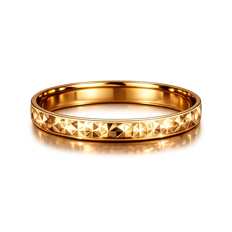 Radiant Crown Diamond-Cut Gold Kada