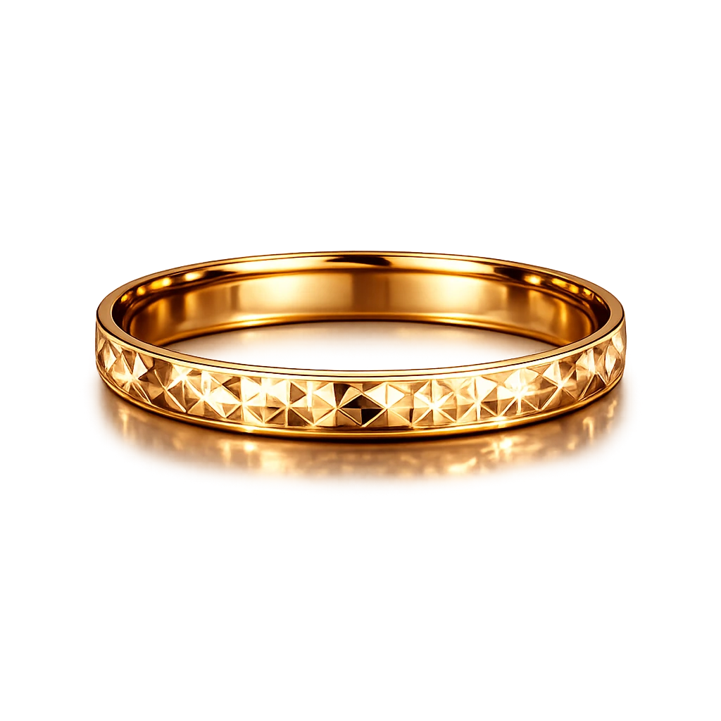 Radiant Crown Diamond-Cut Gold Kada